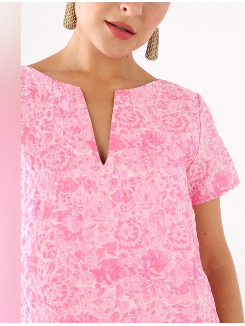 NWT ABBEY GLASS LULU DRESS IN PINK BUBBLE JACQUARD - Picture 4 of 4